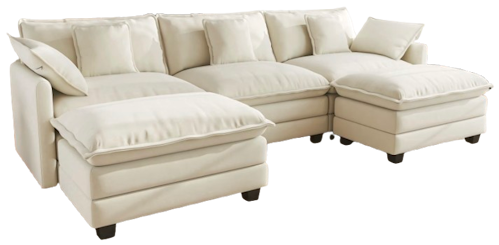 BedLuxury 111.5" Modular Sectional Sofa w/ Movable Ottomans for $599 + free shipping