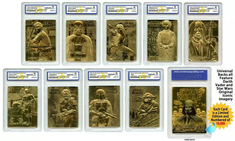 Star Wars Set of 9 23KT Gold Cards Graded Mint (Darth Vader Edition): $90 Star Wars Set of 9 23KT Gold Cards Graded Mint (Darth Vader Edition): $90