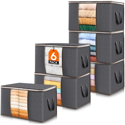 Lifewit Foldable Clothes Storage Bins 6-Pack for $16 + free shipping w/ Prime