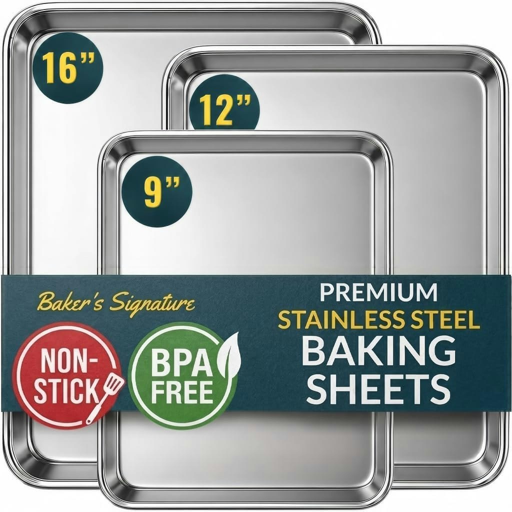 Baker's Signature Stainless Steel Cookie Sheet Set: $30