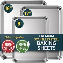 Baker's Signature Stainless Steel Cookie Sheet Set for $30 + free shipping w/ Prime