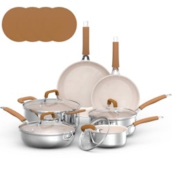 Mosiech 14-Piece Stainless Steel Cookware Set for $140 + free shipping
