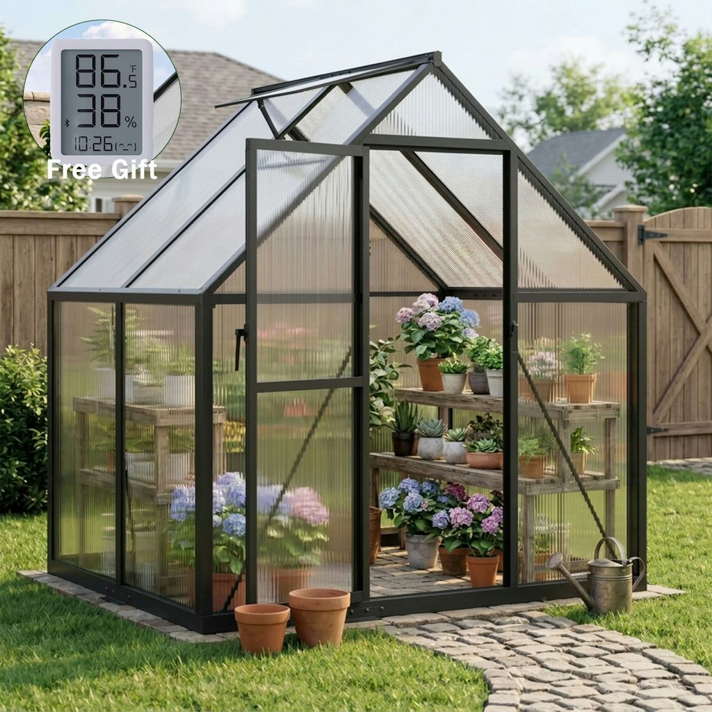 6x4-Foot Greenhouse with Thermometer and Hygrometer: $169.99 6x4-Foot Greenhouse with Thermometer and Hygrometer: $169.99