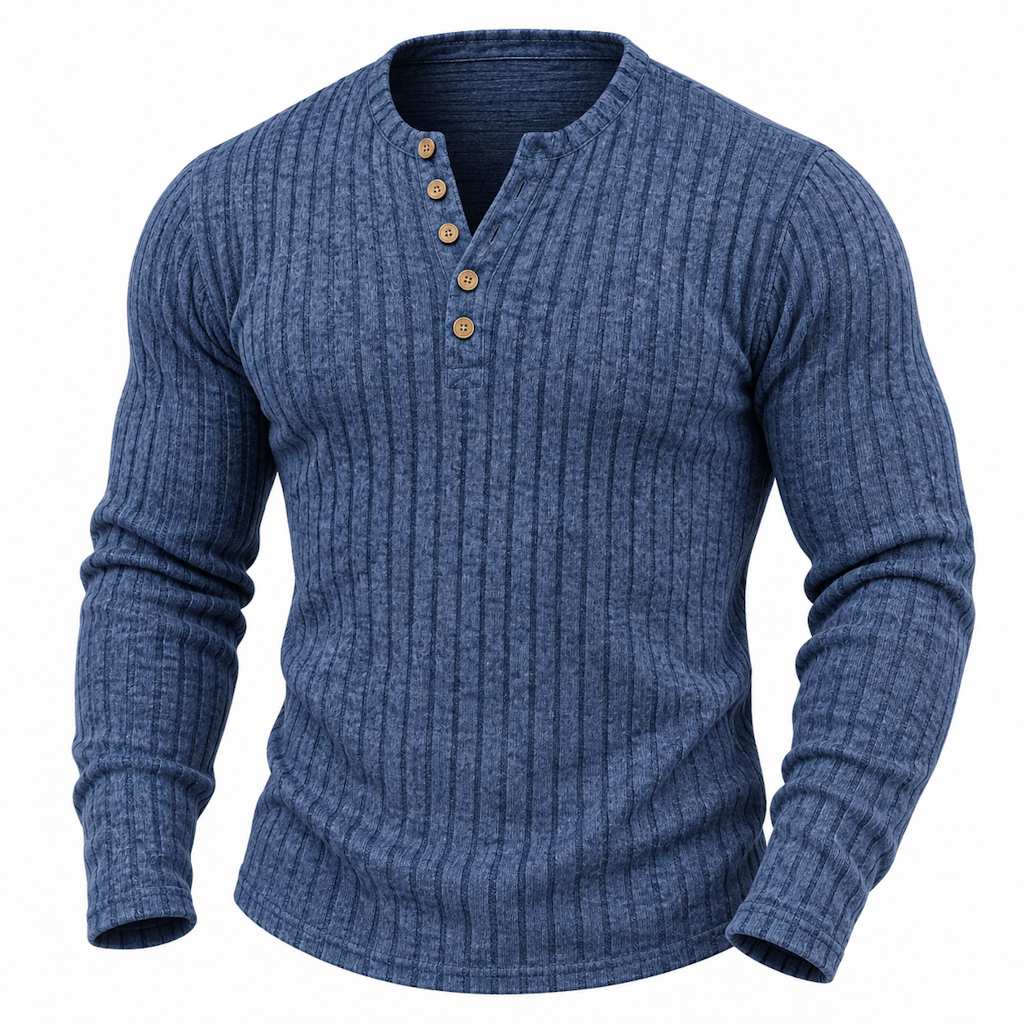 Classic Ribbed Fleece Henley Shirt: 2 for $14