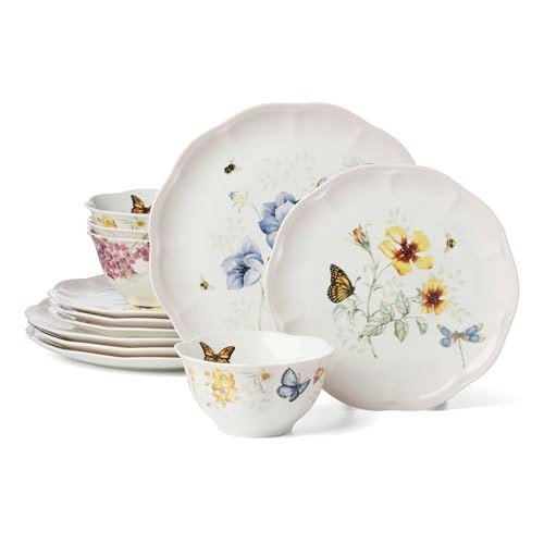 Lenox Butterfly Meadow Pink Porcelain 12-Piece Dinnerware Set: $132.99 Lenox Butterfly Meadow Pink Porcelain 12-Piece Dinnerware Set: $132.99