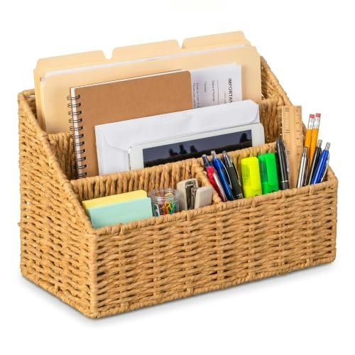 Wickerwise Handwoven Paper Rope Desktop Organizer: $29.99 Wickerwise Handwoven Paper Rope Desktop Organizer: $29.99