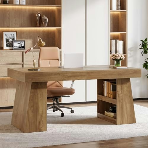 Tribesigns 55-Inch Executive Desk with Storage: $173.99