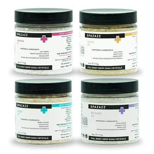 Spazazz Hemp Aromatherapy Hot Tub and Spa Salt Sampler Pack: $25.98