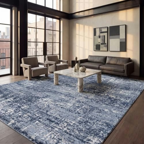 Safavieh Amelia 9'x12' Modern Ivory & Dark Blue Area Rug: $207.36