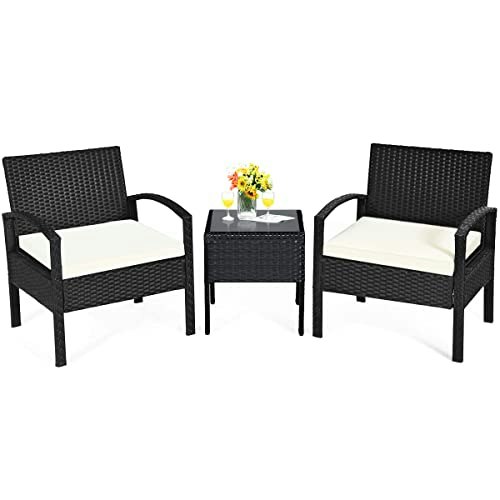 Tangkula 3-Piece Rattan Patio Conversation Set: $118.58 Tangkula 3-Piece Rattan Patio Conversation Set: $118.58