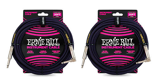 Ernie Ball 20-Foot Braided Straight to Angle Instrument Cable 2-Pack: $40