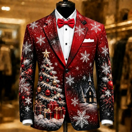 Men's Christmas Tree Graphic Blazer Jackets for $29 + $9 shipping