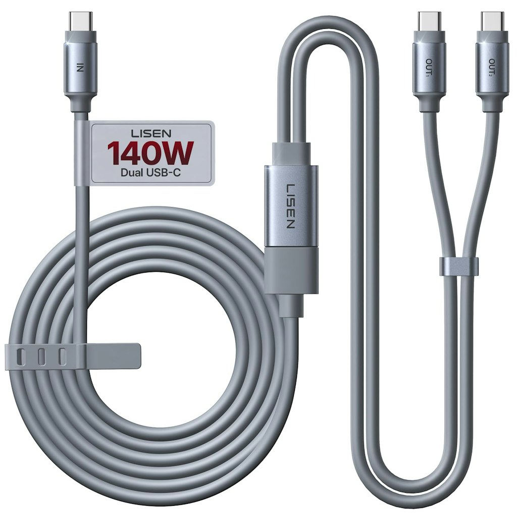Lisen 140W USB-C to Dual USB-C Splitter Charging Cable: $16 Lisen 140W USB-C to Dual USB-C Splitter Charging Cable: $16