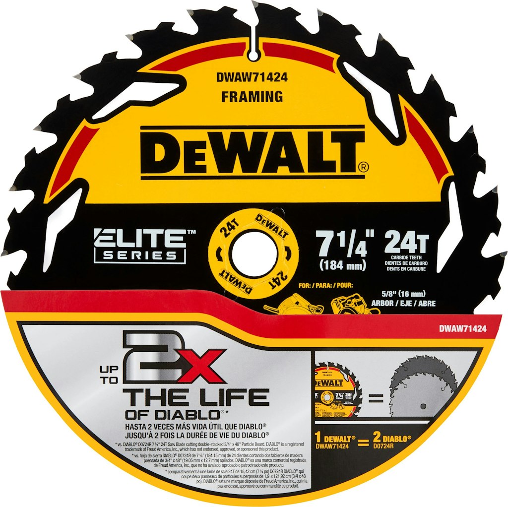DeWalt Elite Series 7-1/4" 24-Tooth Tungsten Carbide-Tipped Steel Circular Saw Blade: $7.98