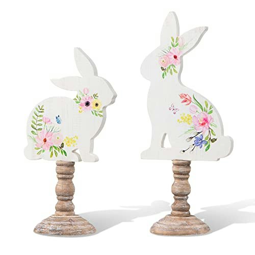 Glitzhome Hand Painted Wooden Bunny Easter Table Decor 2-Pack: $12.99 Glitzhome Hand Painted Wooden Bunny Easter Table Decor 2-Pack: $12.99