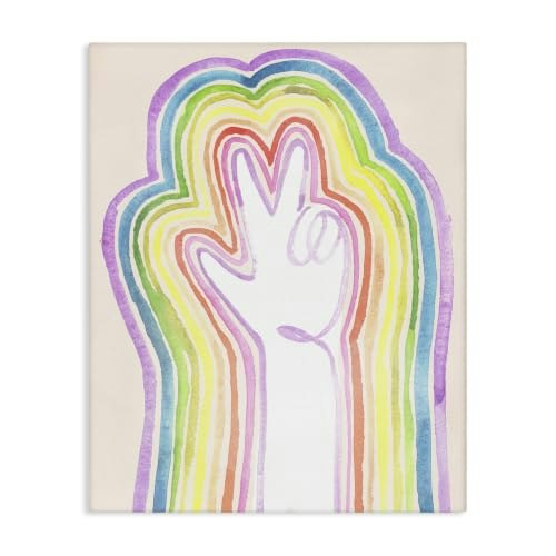 Stupell Industries Radiant Peace Sign Rainbow Linework Canvas Art: $27.86 Stupell Industries Radiant Peace Sign Rainbow Linework Canvas Art: $27.86