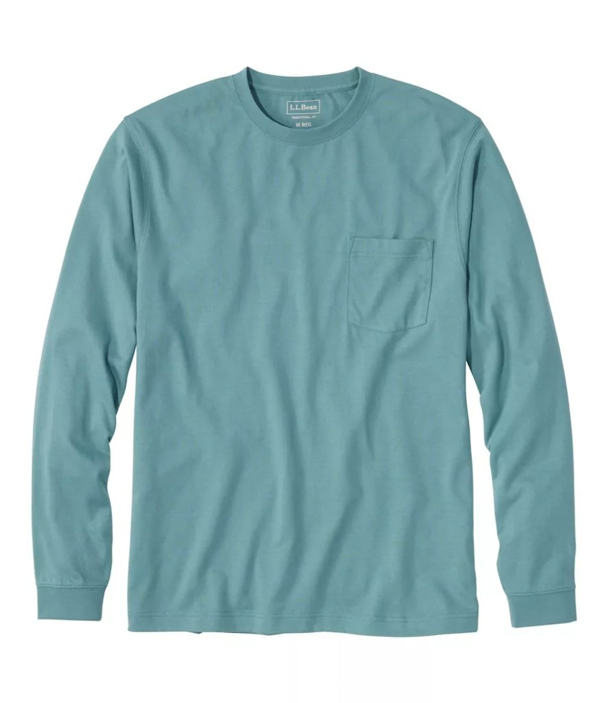 L.L.Bean Men's Carefree Unshrinkable Long-Sleeve Pocket Tee: $22