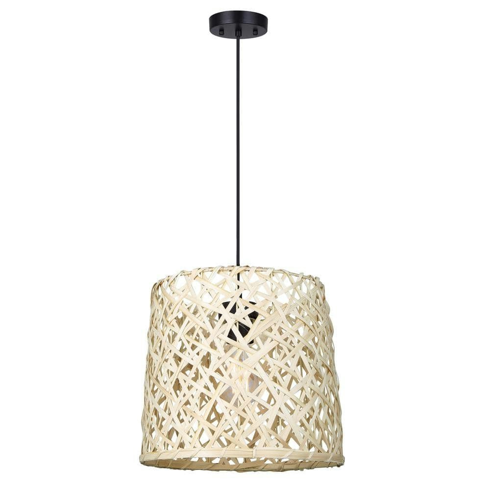 Tash 60-Watt 1-Light Matte Black and Natural Bamboo Pendant Light: $80.59 Tash 60-Watt 1-Light Matte Black and Natural Bamboo Pendant Light: $80.59