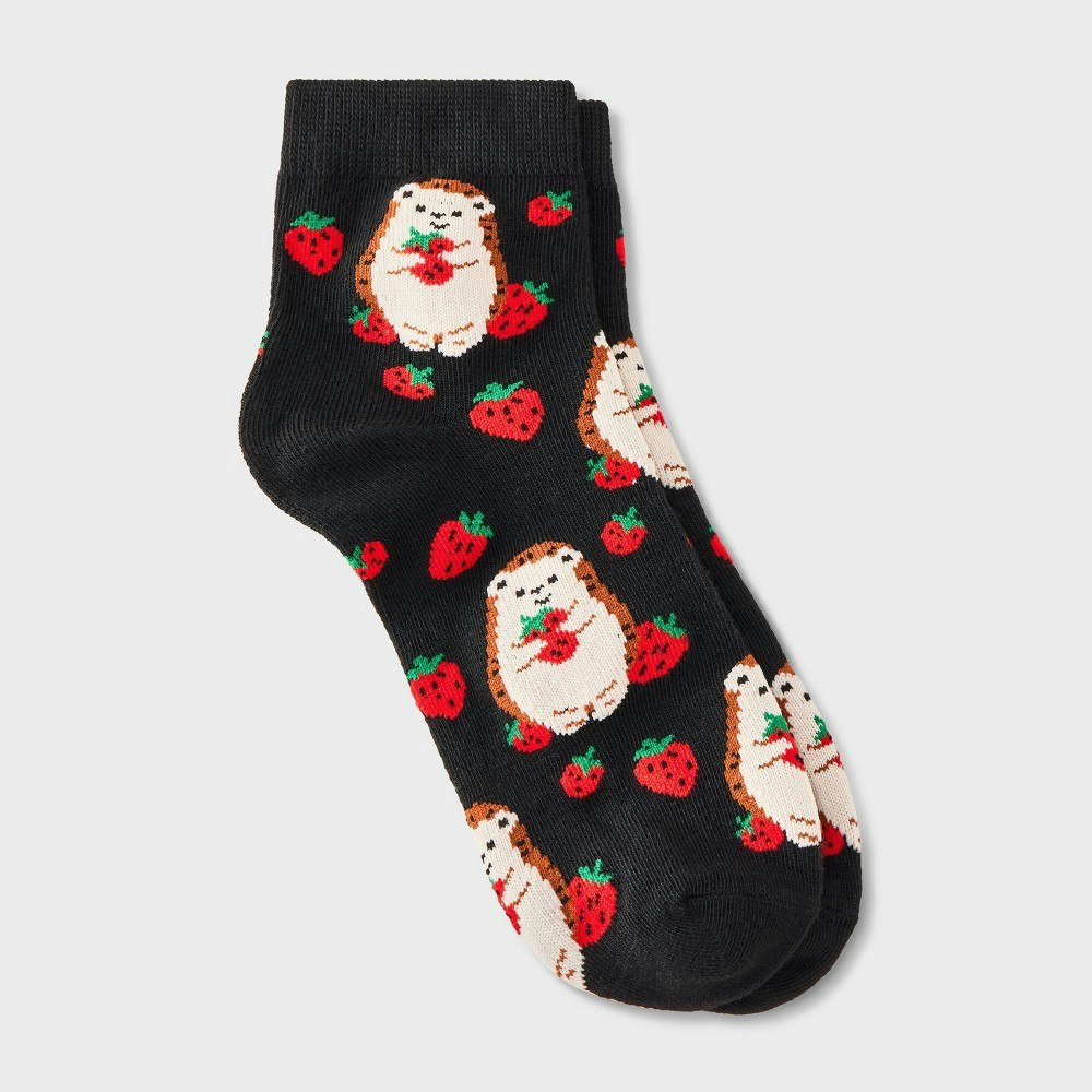 Women's Strawberry Patch Hedgehog Ankle Socks: $3