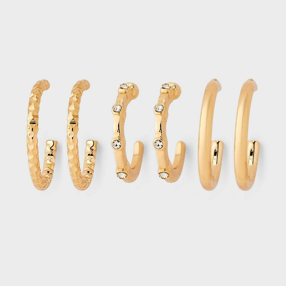 Wild Fable Embellished and Smooth Hoop Earring 3-Pack: $10 Wild Fable Embellished and Smooth Hoop Earring 3-Pack: $10