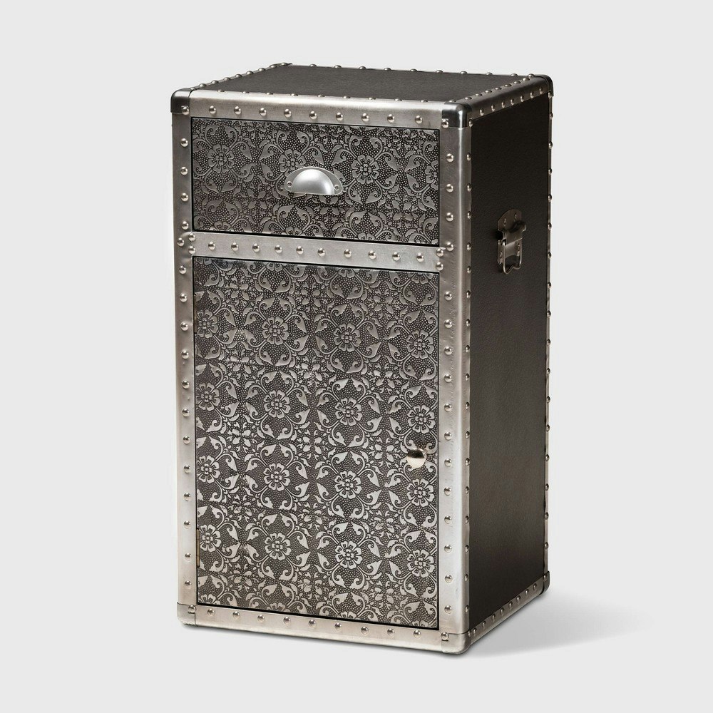 Baxton Studio Cosette 28-inch Metal Floral Accent Cabinet: $132.99