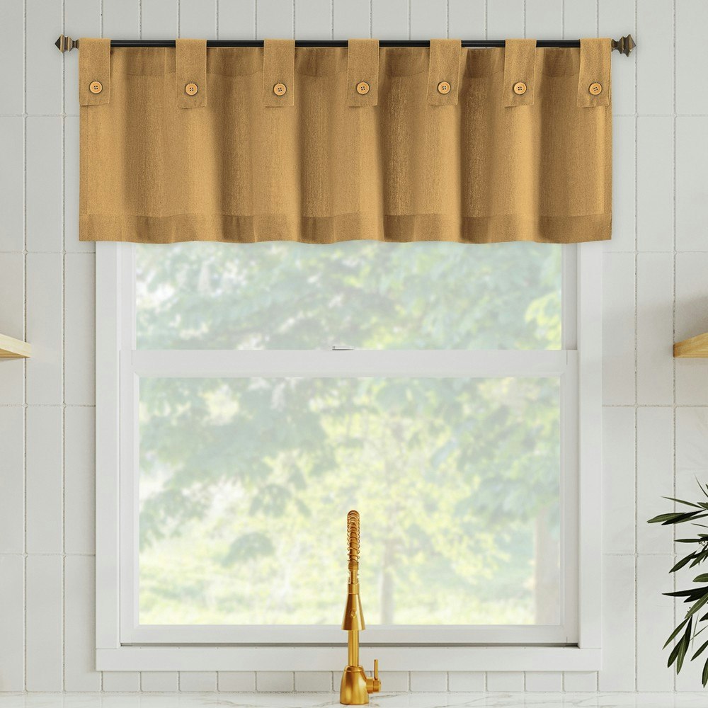 Archaeo 54"x14" Light Filtering Cotton Blend Button Tab Top Curtain Panel: $11.99 Archaeo 54"x14" Light Filtering Cotton Blend Button Tab Top Curtain Panel: $11.99