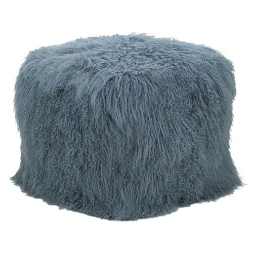 Saro Lifestyle 18" x 18" x 16" Mongolian Lamb Wool Pouf Ottoman: $279.83