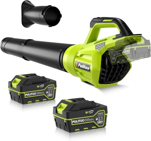 Pulituo 125MPH Cordless Leaf Blower w/ 2 Batteries for $30 w/ Prime + free shipping
