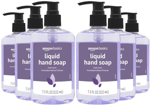 Amazon Basics 7.5-oz. Liquid Hand Soap 6-Pack for $4.46 w/ Sub & Save + free shipping w/ Prime