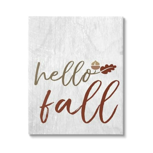 Stupell Home Decor Hello Fall Oak Leaves and Acorn Canvas Wall Art: $29.47