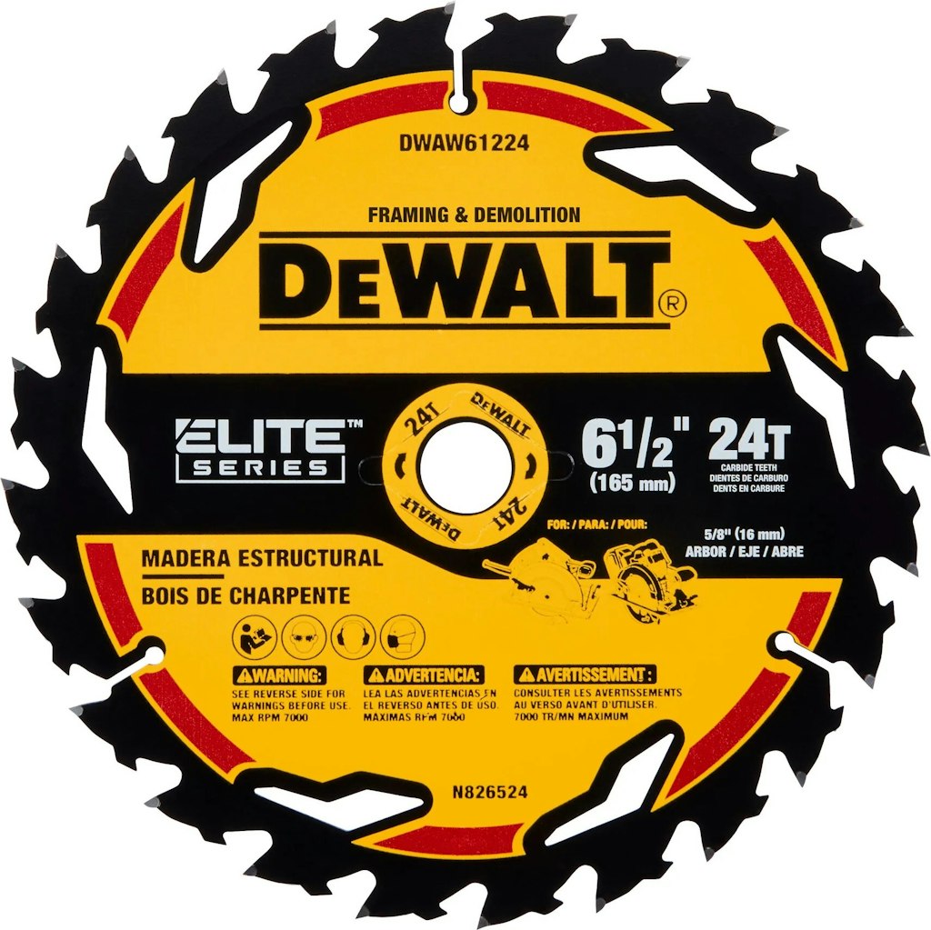DeWalt Elite Series 6.5" 24-Tooth Circular Saw Blade: $9.98 DeWalt Elite Series 6.5" 24-Tooth Circular Saw Blade: $9.98