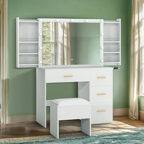 DWVO Vanity Desk Set with Mirror and Stool: $122.91 DWVO Vanity Desk Set with Mirror and Stool: $122.91