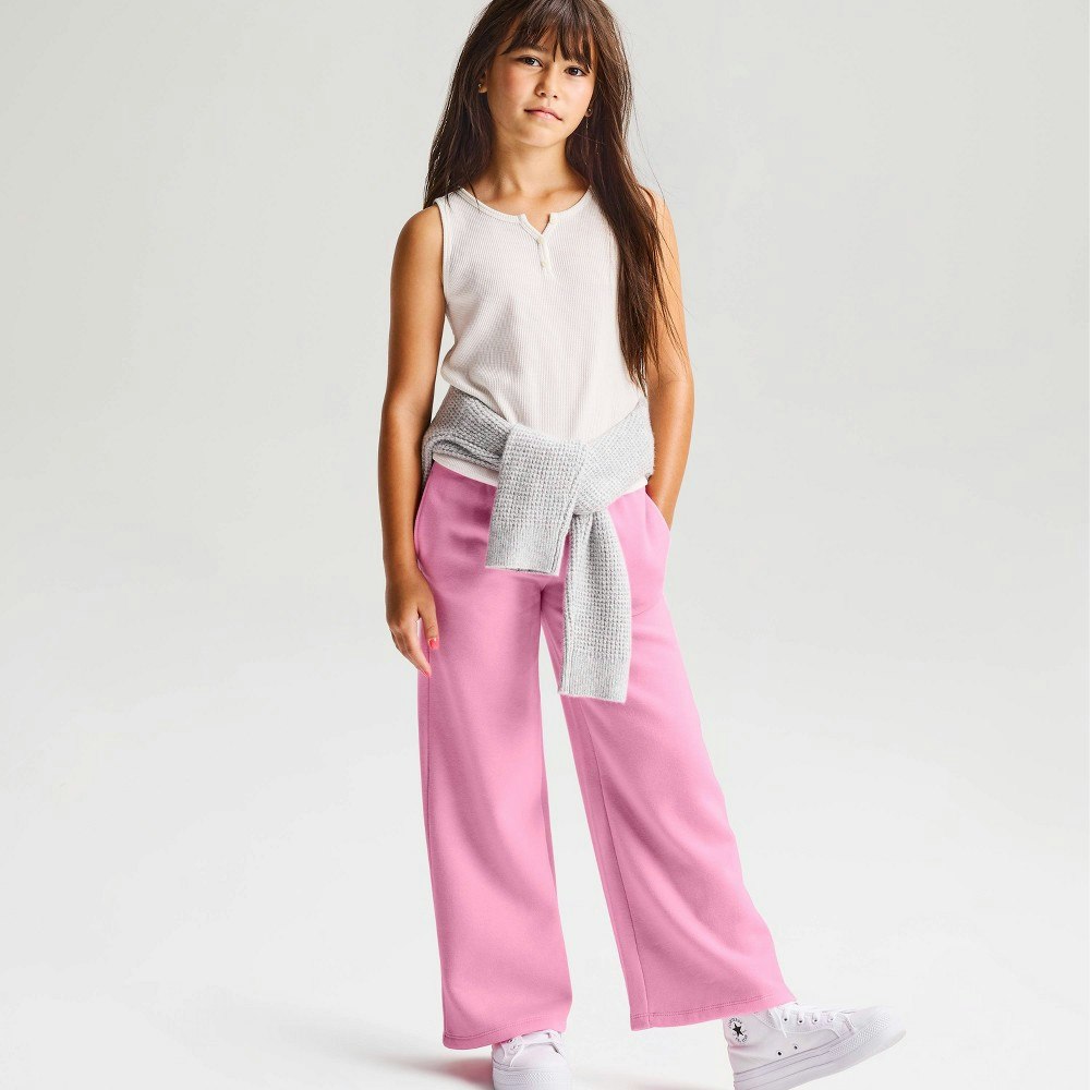 Cat & Jack Girls' Fleece Wide Leg Sweatpants: $15 Cat & Jack Girls' Fleece Wide Leg Sweatpants: $15