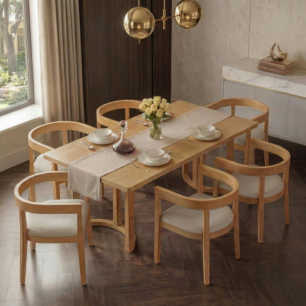 7-Piece Natural Finish MDF Dining Set: $1,104.33 7-Piece Natural Finish MDF Dining Set: $1,104.33