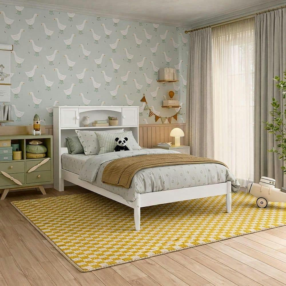 Denver White Wood Twin Platform Bed: $502.72 Denver White Wood Twin Platform Bed: $502.72