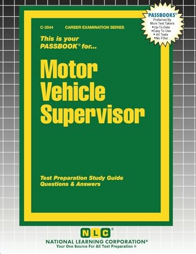 Motor Vehicle Supervisor Career Examination Study Guide: $24.93