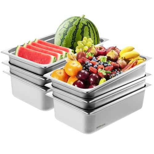 Vevor Full-Size Stainless Steel Hotel Pan 6-Pack: $54.93 Vevor Full-Size Stainless Steel Hotel Pan 6-Pack: $54.93