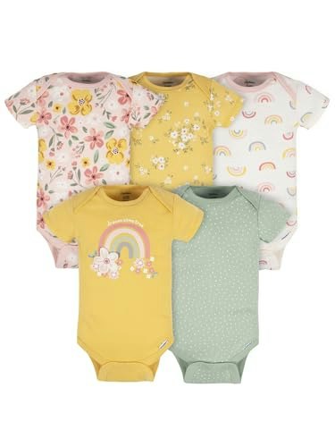 Gerber Baby Girls Short Sleeve Bodysuits 5-Pack: $14.39