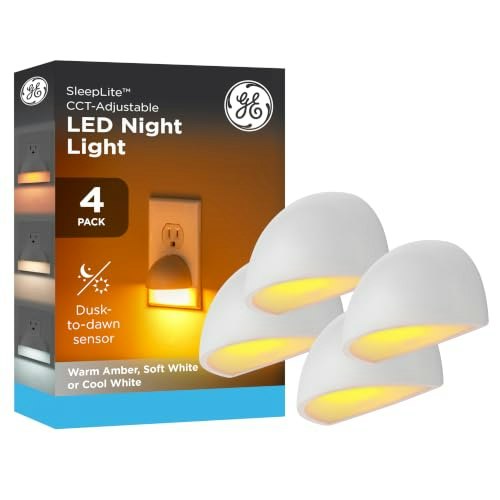 GE SleepLite Plug-in Night Light with Dusk-to-Dawn Sensor 4-Pack: $13.23