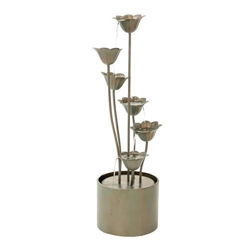 XBrand 35-Inch Silver Metal Sculptural Flower Water Fountain: $150.41 XBrand 35-Inch Silver Metal Sculptural Flower Water Fountain: $150.41
