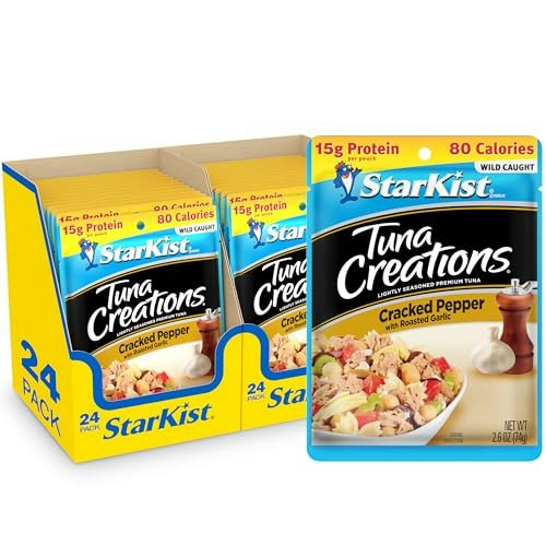 StarKist Cracked Pepper & Roasted Garlic Tuna Creations 2.6-oz. 24-Pack: $18.29 StarKist Cracked Pepper & Roasted Garlic Tuna Creations 2.6-oz. 24-Pack: $18.29