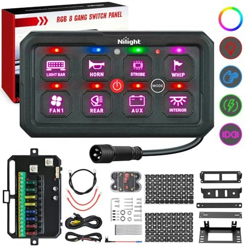 Nilight 8-Gang RGB Circuit Control Switch Panel: $134.98 Nilight 8-Gang RGB Circuit Control Switch Panel: $134.98