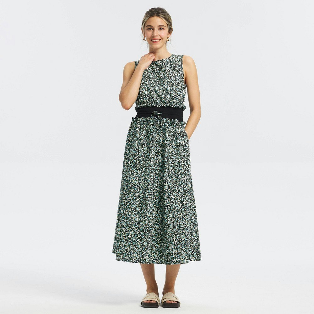 Universal Thread Women's Floral Elastic Waist Midi Dress: $42 Universal Thread Women's Floral Elastic Waist Midi Dress: $42