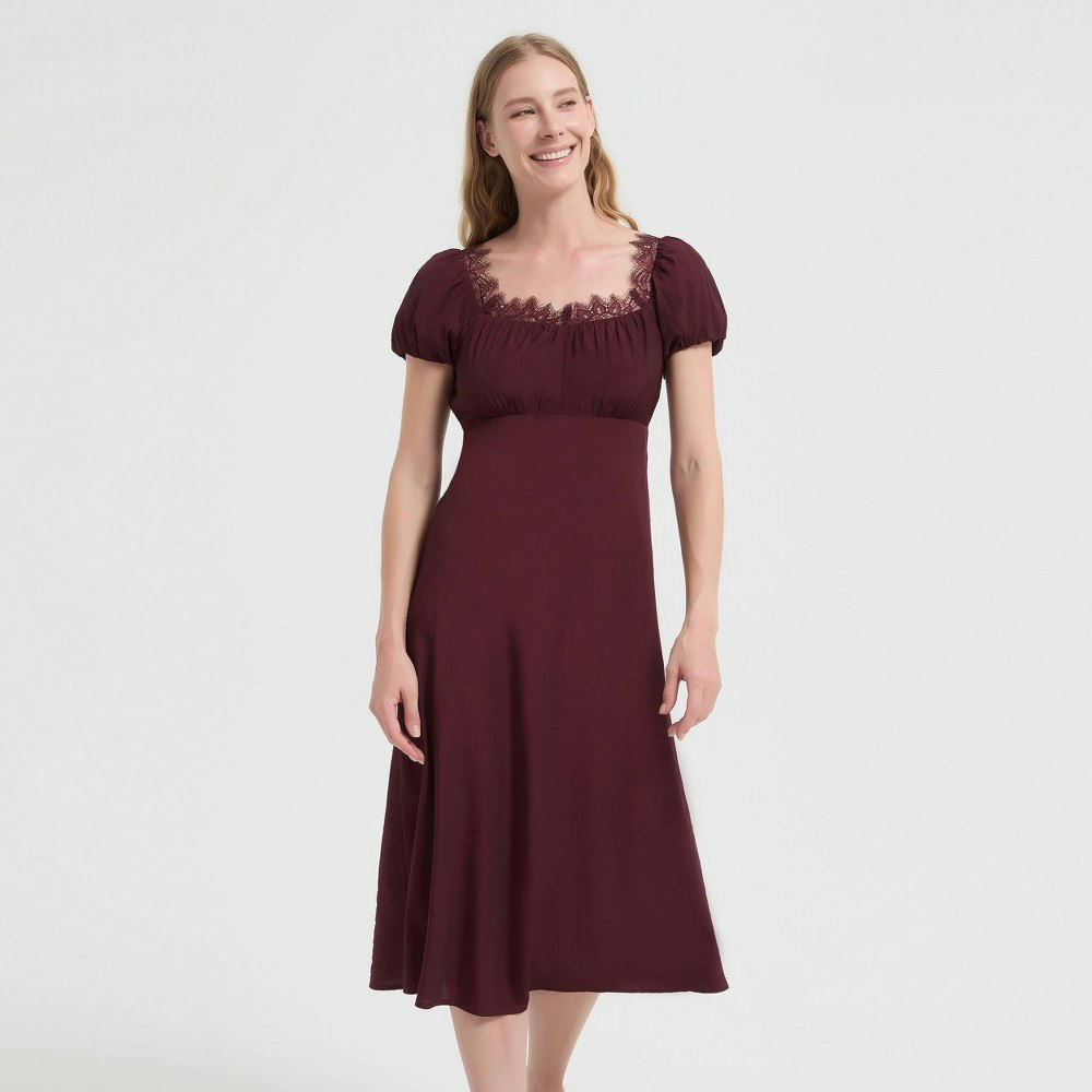 Universal Thread Women's Balloon Short Sleeve Lace Trim Midi A-Line Dress: $45 Universal Thread Women's Balloon Short Sleeve Lace Trim Midi A-Line Dress: $45
