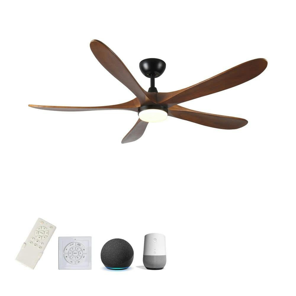 52-Inch Modern Black Solid Wood LED Ceiling Fan: $311 52-Inch Modern Black Solid Wood LED Ceiling Fan: $311