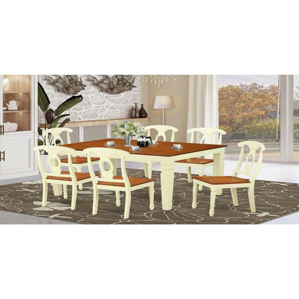 7-Piece Buttermilk and Cherry Wood Dining Set: $744.51 7-Piece Buttermilk and Cherry Wood Dining Set: $744.51
