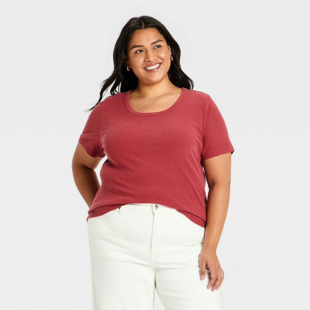 Universal Thread Women's Ribbed Scoop Neck Short Sleeve Shirt: $12 Universal Thread Women's Ribbed Scoop Neck Short Sleeve Shirt: $12