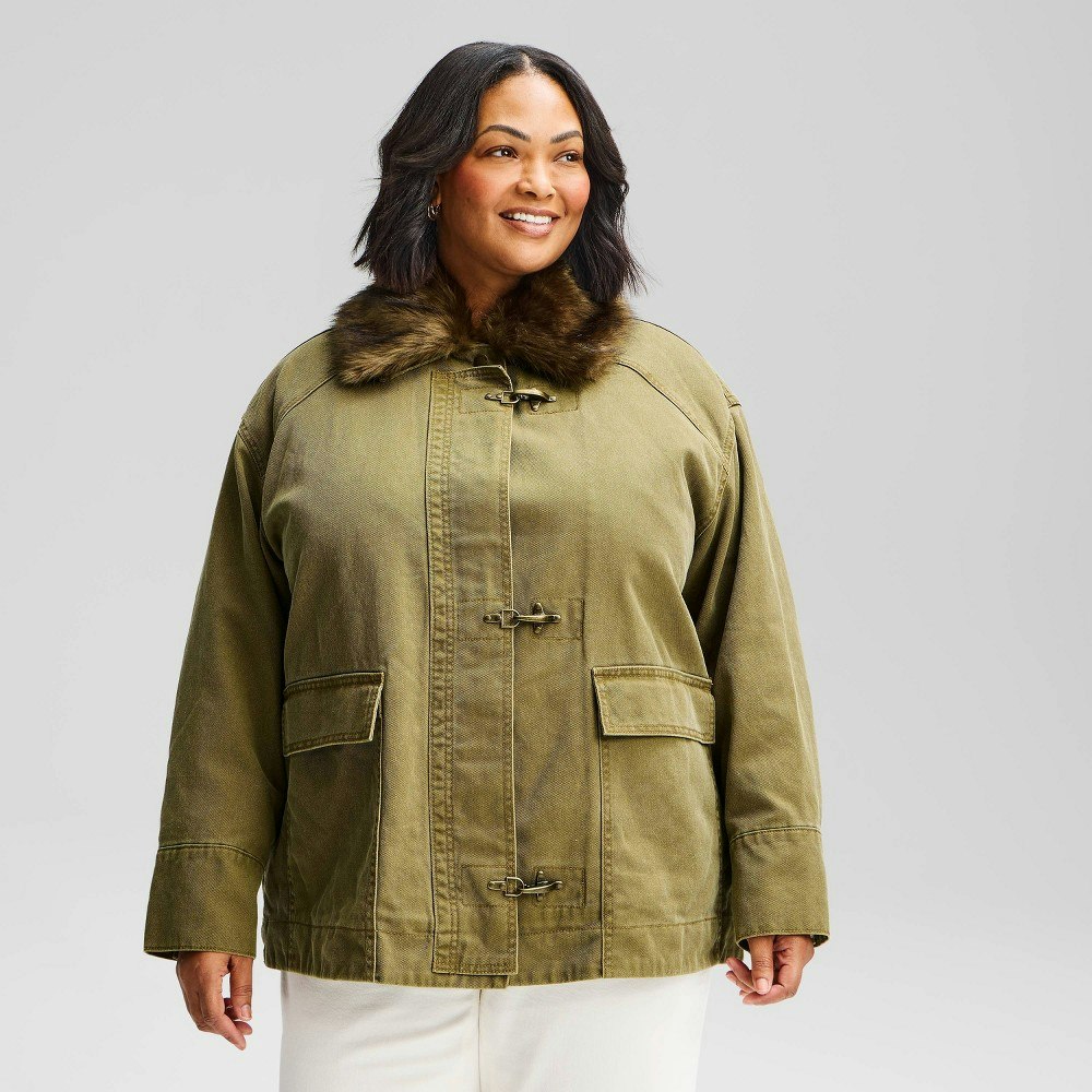Universal Thread Women's Faux Fur Collar Utility Jacket: $65 Universal Thread Women's Faux Fur Collar Utility Jacket: $65