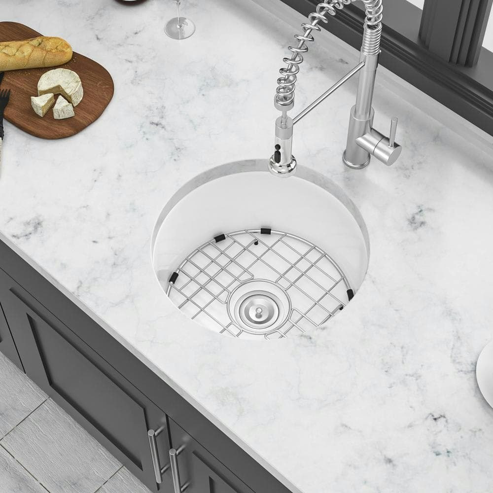 18-inch Fireclay Undermount Single Bowl Kitchen Sink with Drain and Grid: $189.18 18-inch Fireclay Undermount Single Bowl Kitchen Sink with Drain and Grid: $189.18