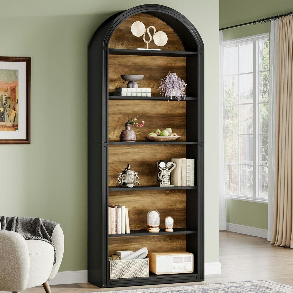 Eulas 76-Inch 6-Shelf Wood Etagere Bookcase: $176.38 Eulas 76-Inch 6-Shelf Wood Etagere Bookcase: $176.38